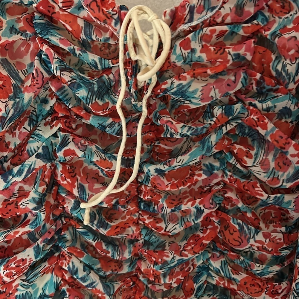 Free People Mabel Printed Top Rose Combo Red Size Small - Picture 7 of 7